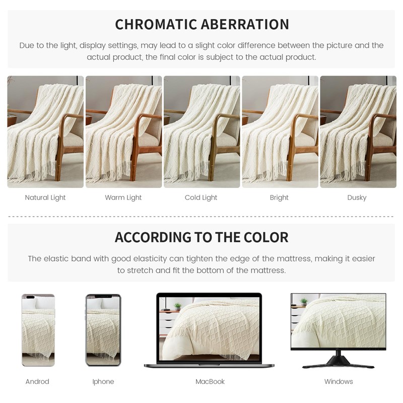 BOURINA Throw Blanket Textured Solid Soft Throws and Blankets for