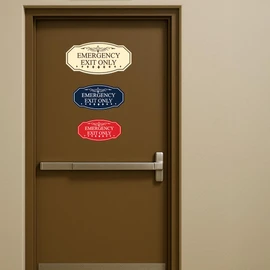 Signs ByLITA Victorian Emergency Exit Only Sign - Easy Installation | Durable Wall or Door (Brushed Gold) - Small