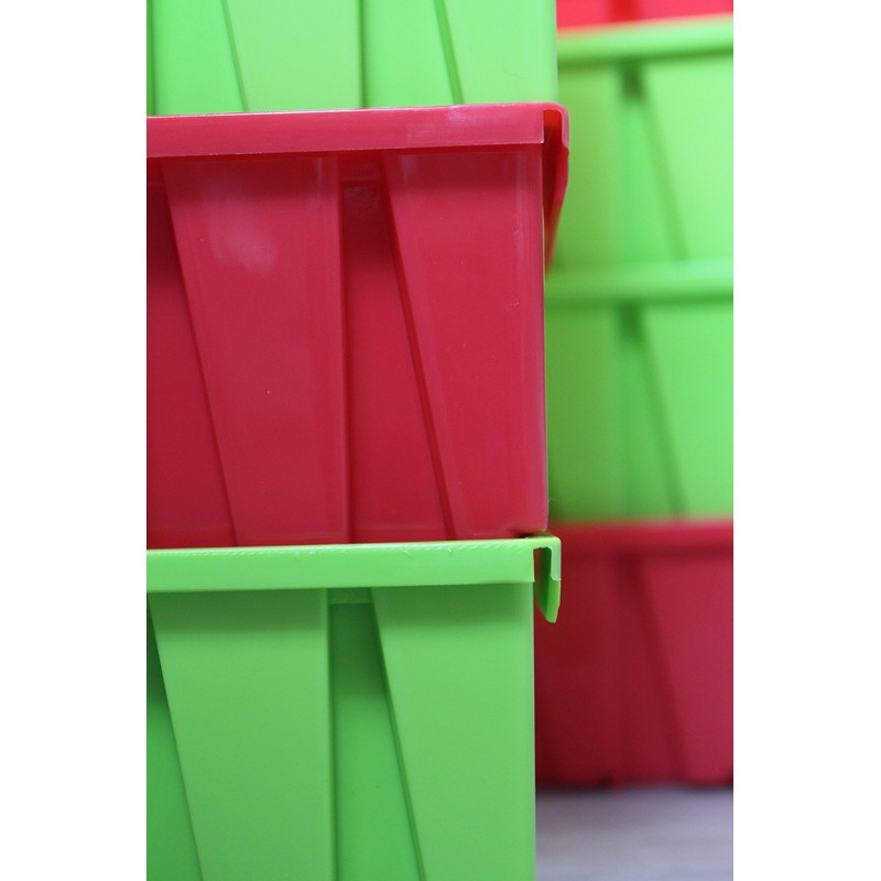 Basicwise Set of 2 Plastic Storage Stacking Bins, Green,QI003255G