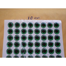 168 PCS 3D 10MM GREEN HOLOGRAPHIC FISHING LURE EYES/FLY TYING JIGS/CRAFT DOLLS