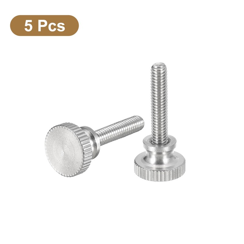 sourcing map M4x20mm Knurled Thumb Screws, 5pcs 304 Stainless Steel