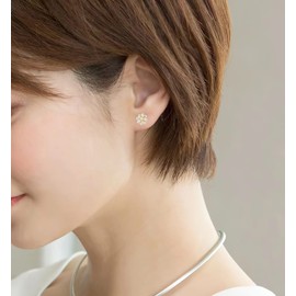 Pearl Ball Earrings, Small, Non-Hole Earrings, Popular for Women, Brass, Pearl