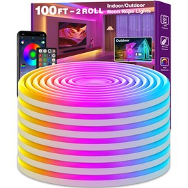 SINLEY Led Neon Rope Lights 100FT,Control with App/Remote,Flexible Led Rope Lights,Multiple Modes,IP68 Outdoor RGB Neon Lights Waterproof,Music Sync Gaming Led Strip Lights for Bedroom Indoor