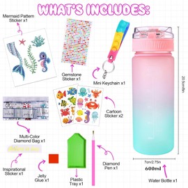 JoyJoyful Girls Gifts 5 6 7 8 9 10 Years, DIY Water Bottle, Children's Water Bottle, Craft 5-12 Years, Diamond Painting Children with Glitter Diamond Stickers