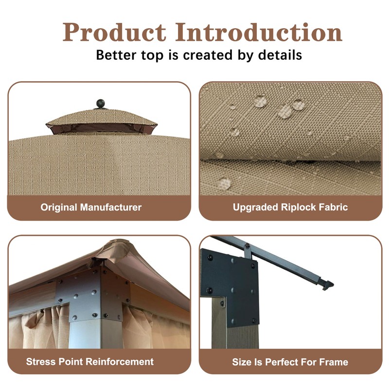 SCOCANOPY Gazebo Replacement Cover Compatible with 10X12 Eagle Brooke Soft