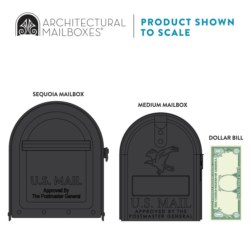 ARCHITECTURAL MAILBOXES 5560B-R-10 Architectural Mailboxes Sequoia Post Mount Mailbox, Large,