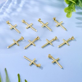 Bestewelry 10 Pcs Cross Brass Pendants Bulk Gold Plated Crucifix Charms Brass Earring Charms for Jewelry Making DIY Necklace Crafts