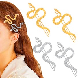 Bouory Snake Hair Clips Gold Serpent Hair Pin Glitter Silver Hair Accessorise Set for Women