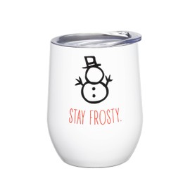 Cambridge EP59BLKWHCB2DS 12 Oz Stay Frosty Wine Tumblers, Set of 2, Christmas Theme