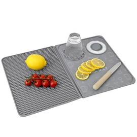 Bar Mats, Drying Mats Home Bar Accessories - Multi-Purpose Foldable Cocktail Bar Mat - 18.11*11.8 inches (Gray) for Bar, Outdoor Camping, Home Bar Bar Mats