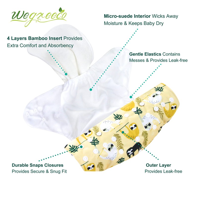 wegreeco - Pañales lavables y reutilizables con bolsillo para bebé,