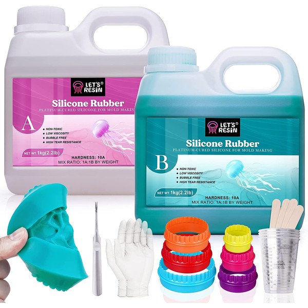 LET'S RESIN Super Elastic Silicone Mold Making Kit 10A,70.5oz Teal