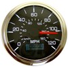 IIL Speedometer, programmable, 3-3/8"/85mm, 120MPH, LED Light, Black dial, Chrome