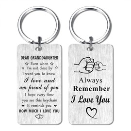 Jzxwan Granddaughter Gifts Keychain, I Love You Granddaughter Gifts, Proud of Granddaughter Birthday Graduation Gifts Mothers Day Key Chain Present