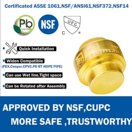 WHK 12 PACK 1/2" PEX Plug End CAP,Copper Cap 1/2" Push-to-Connect Plumbing Fitting for Copper PEX,CPVC With Disconnect Clip(Lead-Free Certificate)…