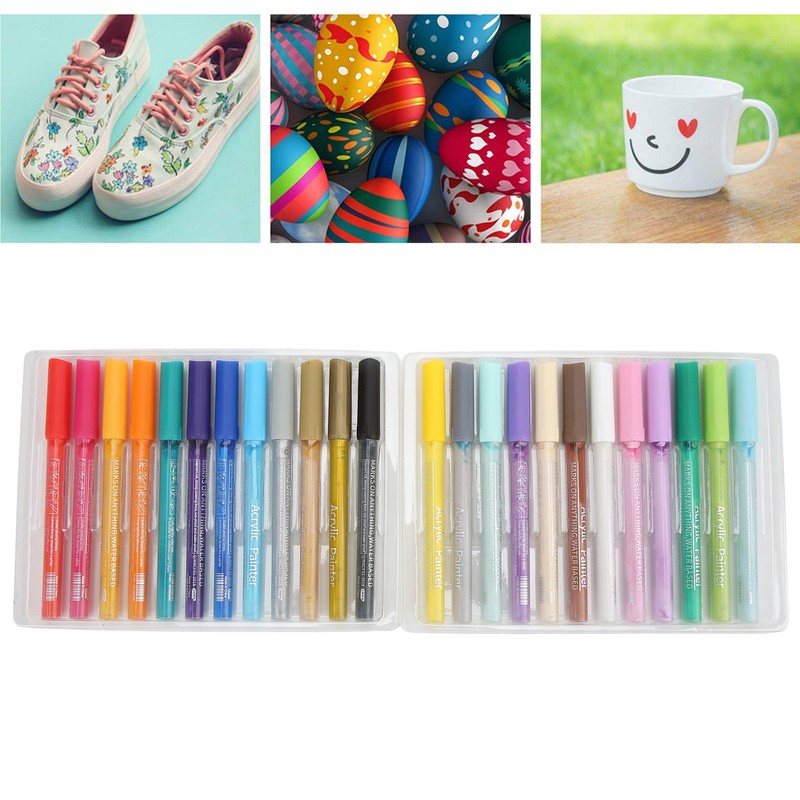 24Pcs Acrylic Paint Markers Multi Function Safe Nontoxic Moistureproof Quick