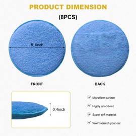 BWBWND 8PCS Microfiber Wax Applicator Pads, 5 Inch Round Car Wash Sponge Cleaning Tools with Finger Pocket, Scratch-Free Ultra-Soft Foam Bulk for Fine Polishing Detailing Waxing (Royal Blue)