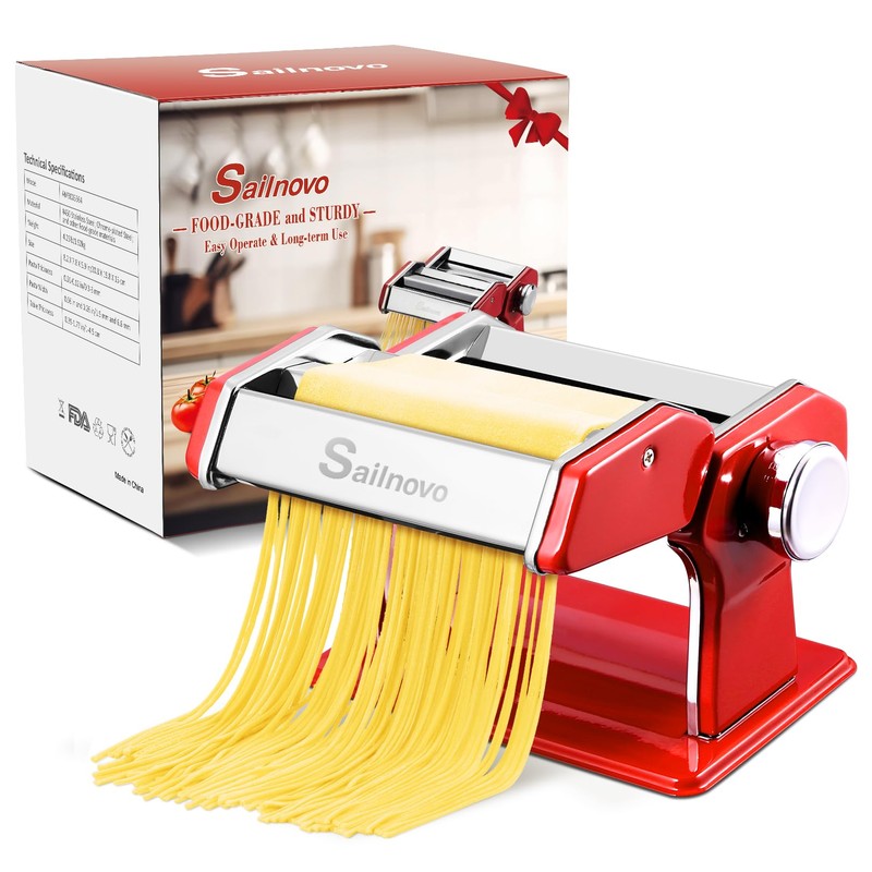 Sailnovo Pasta Maker Machine, 180 Roller Pasta Maker, 9 Adjustable