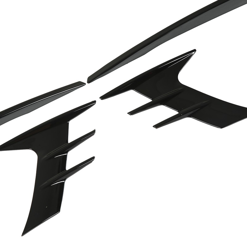 4Pcs Glossy Black Front Bumper Fog Light Eyebrow Cover Trim