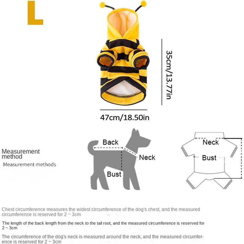 Disfraz abeja para mascota – Suéter polar con capucha, talla