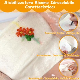 Siumir 12 Pezzi Stabilizzatore per Ricamo A4 29,7x21cm, Carta Tracciabile Trasferibile Idrosolubile Autoadesiva Retro Trasparente, per Ricamo Mano, Macchina, Punto Croce, Ricamo ad Ago