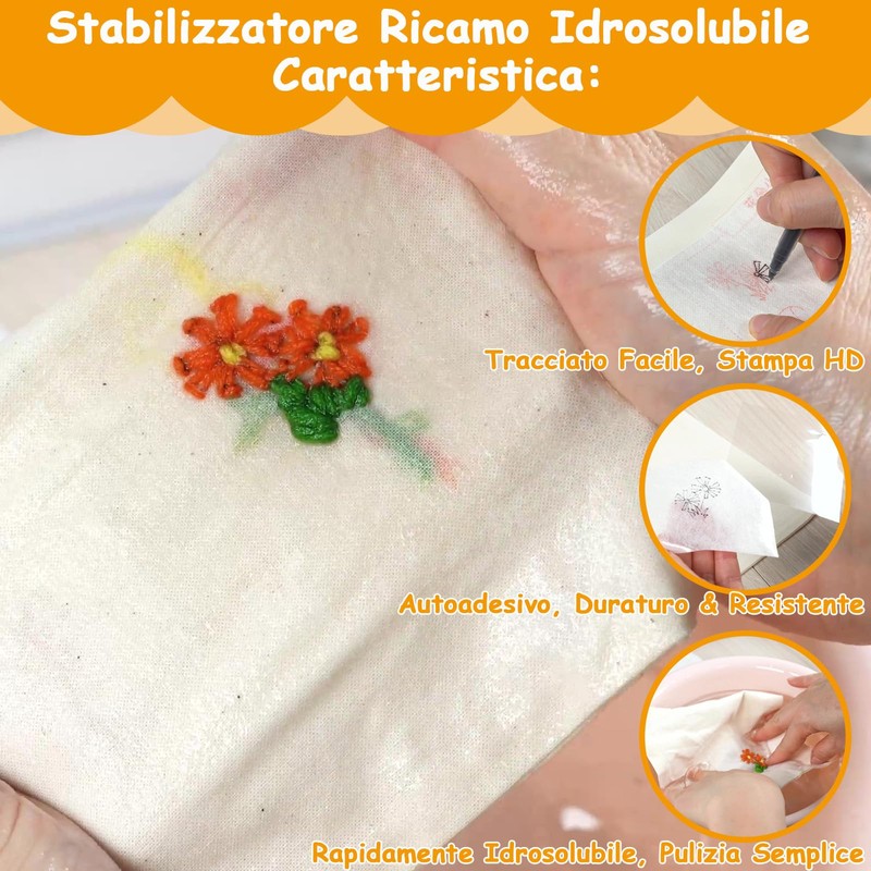 Siumir 12 Pezzi Stabilizzatore per Ricamo A4 29,7x21cm, Carta Tracciabile