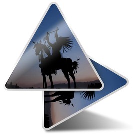 2 x Triangle Stickers 7.5cm - Native American Metal Statue Fun Decals for Laptops,Tablets,Luggage,Scrap Booking,Fridges #45834