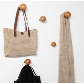 Terra Home Wall Hooks Set of 5 Wall Coat Racks Pear Shape Solid Wood Coat Hooks for Bathroom, Living Room, Children's Room, Hallway, Children's Coat Rack, for Screwing (Oak Look)