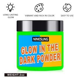 Ninesung Sky Blue Glow in The Dark Pigment - 2 Oz Jar | Extra Luminous & Non-Toxic | Perfect for Blacklight Parties, Art Projects, Nails, and Outdoor Use (Sky Blue, 2 oz)