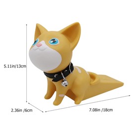 Mino BEAUTY Whimsical Pet Guardian: Cartoon Animal Dog Cat Mouse Plastic Anti-Collision Door Stopper Punch for Home, Office Door (Cute Yellow Cat), MinoDog1