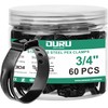 OURU 60pcs 3/4 Inch Black Pex Clamps Crimp Rings Set,304