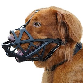 Dog Muzzle, Soft Basket Muzzle for Medium Large Sized Dog Labrador Golden German Shepherd Australian Shepherds, Dog Mouth Guard for Biting Chewing Scavenging, Allow Drinking and Eating