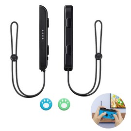 Switch Controller - Gamepad Griffschloss, Handgelenkschlaufe, Ein Paar Gamepad Handschlaufe mit 2 Joystick-Kappen - Joypad-Ersatz - Strapazierfähiges und bequemes Switch Zubehör