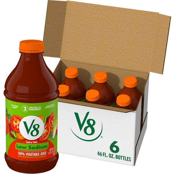 V8 Low Sodium Spicy Hot 100% Vegetable Juice, 46 fl