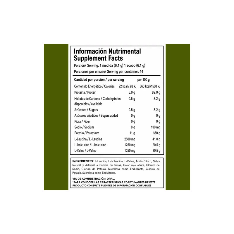 Aminoácidos BCAAs 211 en Polvo Alpha Nutrition 240g 44 Porciones