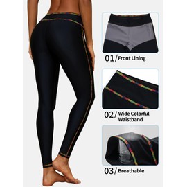 ATTRACO Rash Guard Pants for Women UV Wetsuit Pants High Waisted Black Swimming Pants S