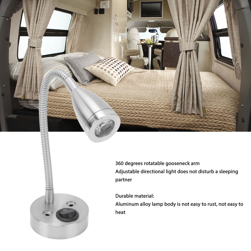 RV LED Bedside Light 360 Degree Swivel Flexible Goosneck Light