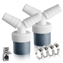 2 pieces washing machine drain double connection, T-piece double connection for dishwasher, input pipe for Y-adapter from 19-24 mm and outlet 40 mm, for dishwasher, dryer, washing machine