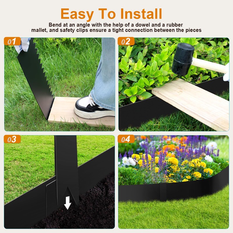 Meyoppm 6 Inch Metal Landscape Edging, 6 Pack Heavy Duty