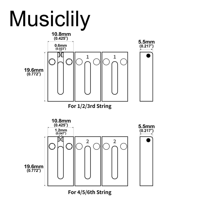 Musiclily Ultra 10.8mm Full Solid Brass Modern Style Roller Saddles