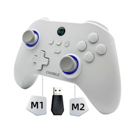 COOBILE Wireless Gaming Controller, Bluetooth Gamepad with Hall Joystick, hall trigger, Macro Back Key, no blind zones, support six-axis somatosensory,for iOS, Android, PC, Switch, Steam (white)