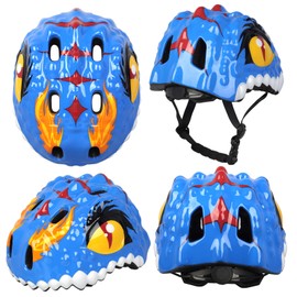 Bavilk Toddler Kids Bike Helmet Adjustable Multi-Sports Helmet for Bicycle Scooter Skateboard Protective Gear Girls Boys Dinosaur Design