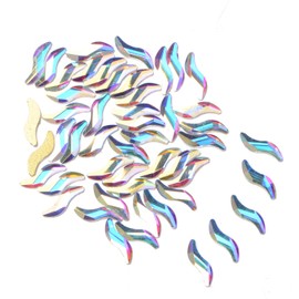 AD Beads Top Czech AB Crystal Multi-Shape Flatback Rhinestone Nail Art Decoration DIY (100 Pcs, 49.Wave 2x9mm)