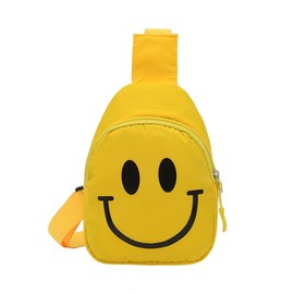 Huimei Shoulder Bag, For Kids, Cross-body Bag, Girls, Boys, Smaller, Nylon, 2-Way Wallet, Lightweight, Smile Pattern, Mini Bag, One Shoulder Bag, Kids, Fashionable, yellow