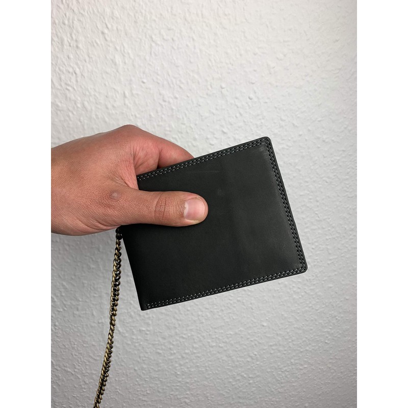 Mens Wallet with chain Biker wallet LEAS MCL, Genuine Leather,