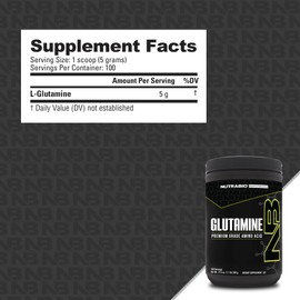 NutraBio Pure L-Glutamine Powder, 100 Servings L-Glutamine Supplement, Amino Acid, Pure Grade, Glutamina, Absolutely no Additives, Fillers or Excipients, Muscle Recovery Supplement - (500 Grams)
