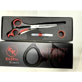 Kaskai Professional Hair Cutting Japanese Scissors Thinning Barber Shear by Kaskai Red