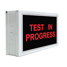 TEST In PROGRESS LED Sign - for Quiet Environments - Wall Mount - Metal Case w Plastic Front - Bright LED Light Up - 120 VAC Hardwired - 1 Pack