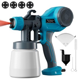 Tilswall Paint Sprayer Tool 800W HVLP Electric Spray Gun, Adjustable Width Knob, 800ml Container, 4 Nozzles, 3 Patterns, Easy to Clean â Great for Furniture, Walls, Fencing & DIY High Power hv lps:_Blue