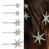 5 PCS Stars Hair Bobby Pins for Women Silver Snowflake